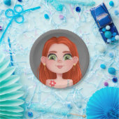 誕生日用の漫画の赤毛ガール ペーパープレート (パーティー)