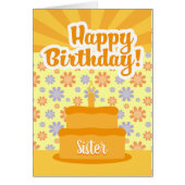 誕生日用ケーキと花付き姉妹用カード (正面)