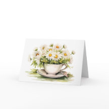 誕生日用コーヒーカップの水彩デイジー