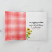 誕生日用ブルージーンズとヒマワリ カード (内部)