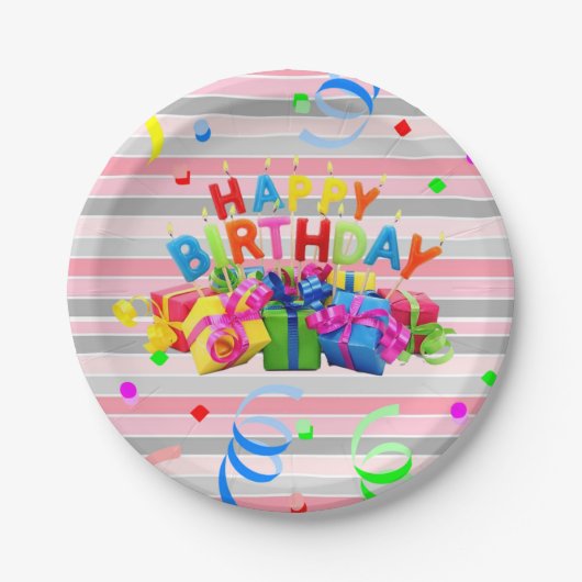 誕生日用紙皿, ハッピー バースデー 紙皿 (正面)