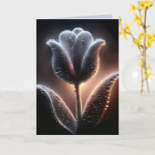 誕生日用雨滴付き照光チューリップ カード (黄色い花)