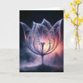 誕生日用雨滴付き照光チューリップ カード (黄色い花)