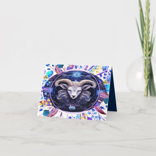 誕生日用〔占星術の〕十二宮図カード3/21~4/19 サンキューカード (正面)