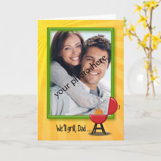 誕生日用BBQパパ カード (黄色い花)
