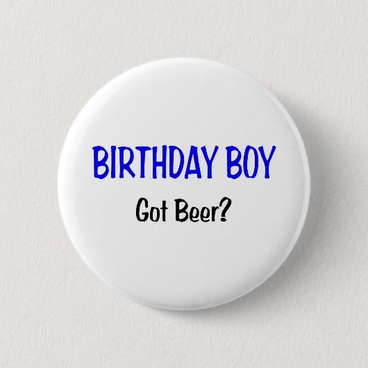 誕生日男の子によって得られるビール青 缶バッジ (正面)