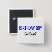 誕生日男の子によって得られるビール青 缶バッジ (正面&裏面)