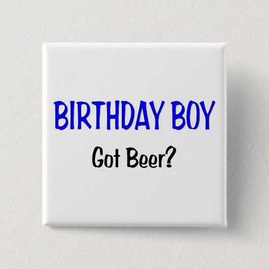 誕生日男の子によって得られるビール青 缶バッジ (正面)