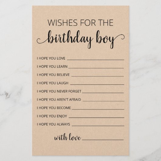 誕生日男の子の誕生日パーティーカードへの願い (正面)