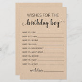 誕生日男の子の誕生日パーティーカードへの願い (正面/裏面)