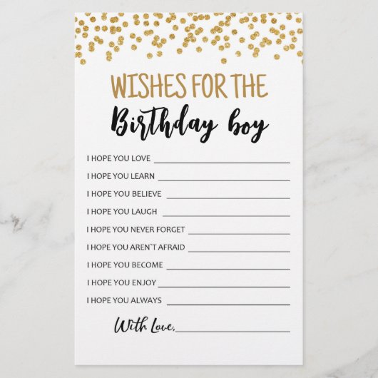 誕生日男の子の誕生日パーティーゲームへの願い (正面)