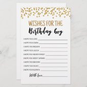 誕生日男の子の誕生日パーティーゲームへの願い (正面/裏面)