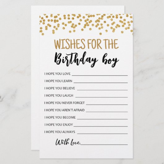 誕生日男の子の誕生日パーティーゲームへの願い (正面/裏面)