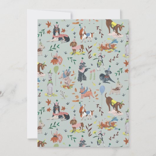 誕生日男の子ポーティかわいい子犬の招待状 招待状 (裏面)