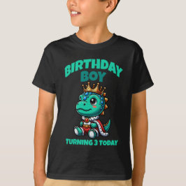 誕生日男の子恐竜Tシャツ - 今日で3歳 カスタムデザイン Tシャツ