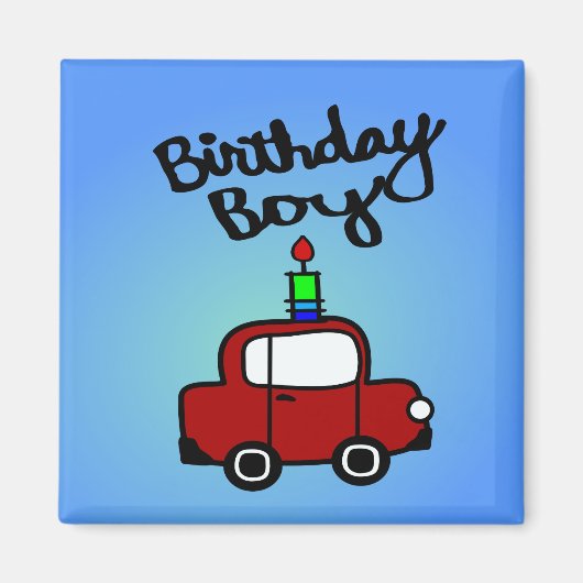 誕生日男の子(ロウソクと赤い車) マグネット (正面)