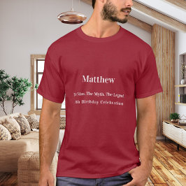 誕生日男神伝説名前面白赤 Tシャツ
