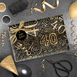 誕生日番号ワードクラウド40 C ID270 ラッピングペーパー