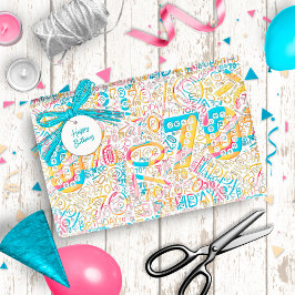誕生日番号ワードクラウド70 B ID270 ラッピングペーパー