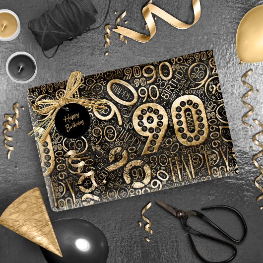 誕生日番号ワードクラウド90C ID270 ラッピングペーパー