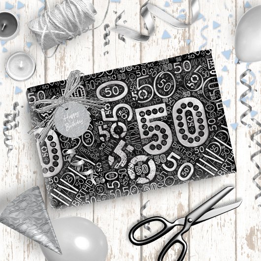 誕生日番号単語クラウド50D ID270 ラッピングペーパー