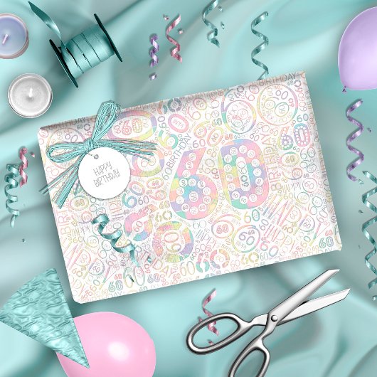 誕生日番号単語クラウド60A ID270 ラッピングペーパー