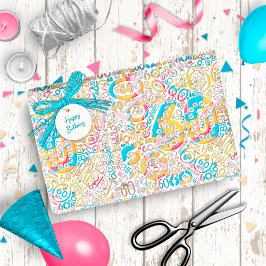 誕生日番号単語クラウド60B ID270 ラッピングペーパー