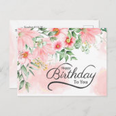 誕生日番号6:24-26聖書の詩句 ピンクの花のフローラル ポストカード (正面/裏面)