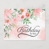 誕生日番号6:24-26聖書の詩句 ピンクの花のフローラル ポストカード (正面)