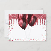 誕生日白い赤いグリッターが風船を乾燥させる セーブザデート (裏面)