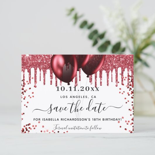 誕生日白い赤いグリッターが風船を乾燥させる セーブザデート (スタンド正面)