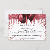 誕生日白い赤いグリッターが風船を乾燥させる セーブザデート (正面)