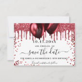 誕生日白い赤いグリッターが風船を乾燥させる セーブザデート (正面)