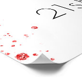 誕生日白い赤いグリッターウェルカムバルーン ポスター (角)