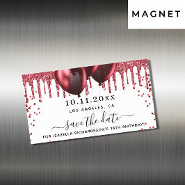 誕生日白い赤い風船は日付マグネットを保存