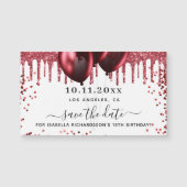 誕生日白い赤い風船は日付マグネットを保存 (正面)