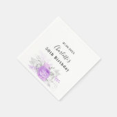 誕生日白スミレ花シルバー スタンダードカクテルナプキン (角)