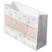 誕生日白バラ金ゴールドカスタムモノグラムモダン ラージペーパーバッグ (正面アングル)