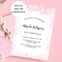 誕生日白ピンクグリッターの輝きエレガント