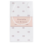 誕生日白ローズモノグラム金ゴールドミニマル スモールペーパーバッグ (裏面)