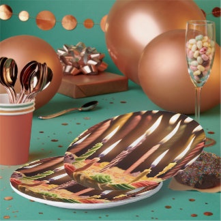 誕生日白熱［赤熱］光を放つの蝋燭をお誕生日ケーキに ペーパープレート