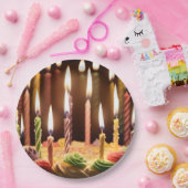 誕生日白熱［赤熱］光を放つの蝋燭をお誕生日ケーキに ペーパープレート (パーティー)