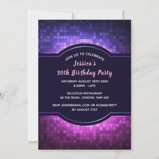 誕生日白熱［赤熱］光を放つパーティーの招待 招待状 (正面)