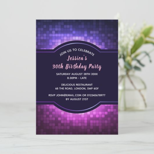 誕生日白熱［赤熱］光を放つパーティーの招待 招待状 (スタンド正面)