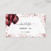 誕生日白色グリッターバルーンパーティーRSVP エンクロージャーカード (裏面)