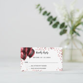 誕生日白色グリッターバルーンパーティーRSVP エンクロージャーカード (スタンド正面)