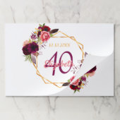 誕生日白色金ゴールドブルゴーニュフローラ紙ランチョンマット ペーパーパッド (折り畳み)