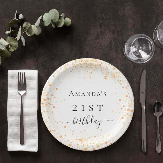 誕生日白金ゴールドグリッターのダストフォト名 ペーパープレート