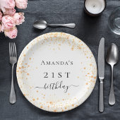 誕生日白金ゴールドグリッターのダストフォト名 ペーパープレート