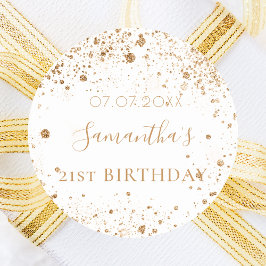 誕生日白金ゴールドグリッターモノグラム好意 ラウンドシール